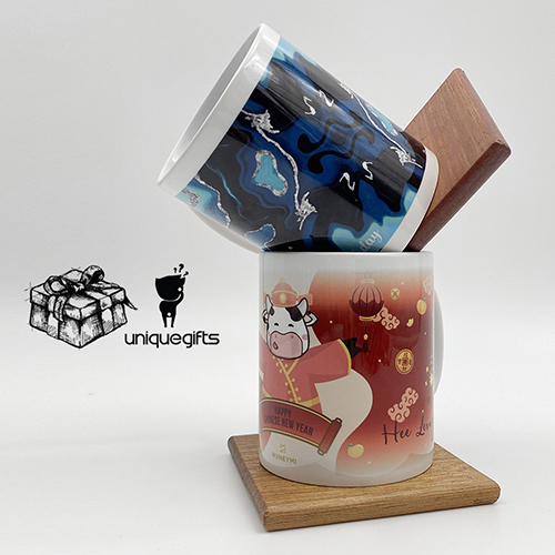 Malaysia Solid Wood Coaster With Printed Sublimation Ceramic Mugs Set